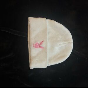 PLAYBOY White Beanie with Pink Logo
